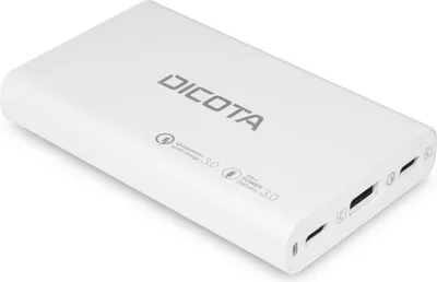 Produktbild von DICOTA - Netzteil - Universal - 65 Watt - PD 3.0, QC 4+ - 3 Ausgabeanschlussstellen (USB, 2 x USB-C) - auf Kabel: USB-C - weiß