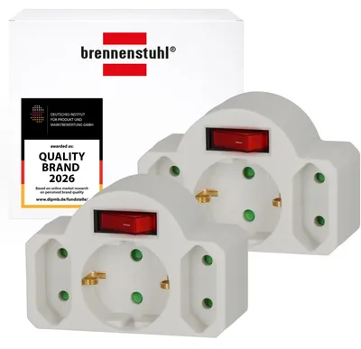 Produktbild von Brennenstuhl 2er Set Mehrfachsteckdose, Steckdosenadapter 3-Fach