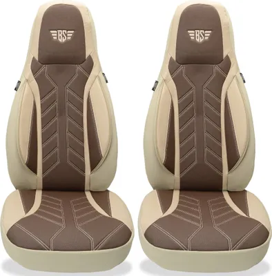 Produktbild von Autositzbezüge für Smart 453 Bj ab 2014 – Schonbezüge für Fahrer- und Beifahrersitz in Beige/Braun