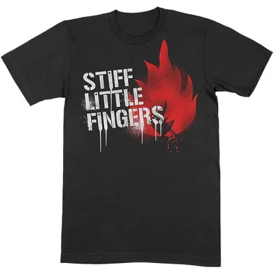Imagen del producto de Camiseta de manga corta con estampado de graffiti de Stiff Little Fingers, color negro, talla M
