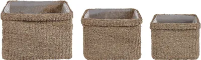 Obrázok produktu pre BELIANI Sada 3 kvetináčov prírodná morská tráva 23 x 34/ 27 x 36/ 30 x 45 cm doplnky do domácnosti boho štýl