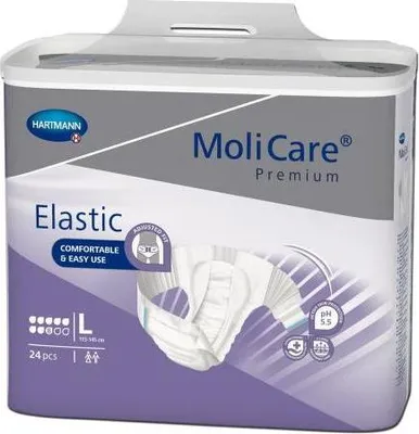 Image de Molicare Premium Slip Elastic 8 gouttes Large - 6 paquets de 24 protections