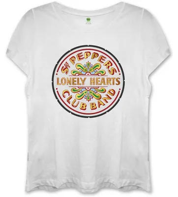 Obrázek produktu pro The Beatles Sgt Pepper (Fitted) White L Dámské Tričko