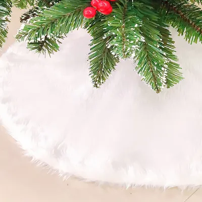 Zdjęcie produktu dla Jopassy Koc choinkowy Koc choinkowy ze sztucznego futra biała okrągła spódnica filcowa na śnieg Choinka Dekoracja choinki, 122 cm