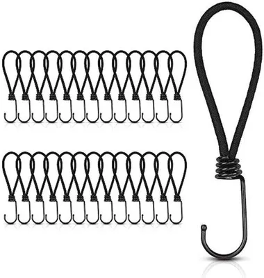 Produktbild von Spannhaken Set mit 25 Stück, 18 cm Gummispanner mit Spiralhaken für Zelte und Abdeckungen