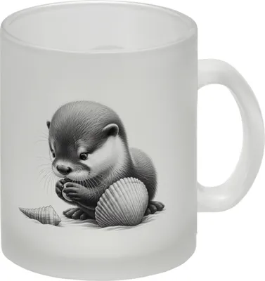 Produktbild von Baby Otter mit Muschel Glas Tasse