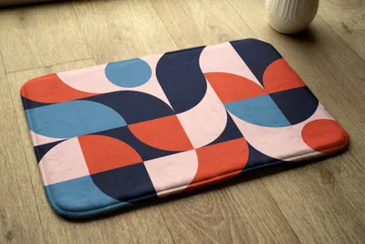 Produktbild von Badteppich Saugfähige - Badezimmer Teppich - Rutschfester Badvorleger Badematte - 75x45 cm - Geometrisches Muster