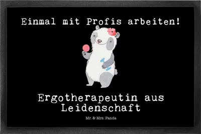 Produktbild von Mr. & Mrs. Panda Schmutzmatte Ergotherapeutin Leidenschaft 40 x 60 cm - Schwarz - Geschenk, Ausbildung, fußmatte, Fußabtreter, Schmutzfangmatte, Bodenvorleger, Beruf