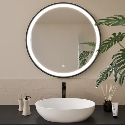 Zdjęcie produktu dla LOMAZOO lustro Florence 80 cm, okrągłe, czarne, LED