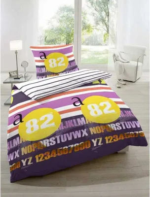 Produktbild von Magita Renforcé Wendebettwäsche Weiß Lila Streifen 100% Baumwolle Reißverschluss Bettbezug Kissenbezug Wendeoptik Bettgarnitur 135x200 cm