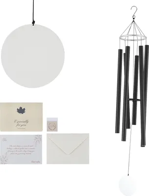 Immagine prodotto di SucceBuy campana a vento per esterni, 1677 mm, 6 tubi, tono basso, nero, decorazione per esterni