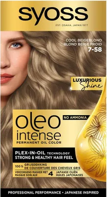 Produktbild von SYOSS – Oleo Intense 7-58 Kühles Beigeblond – Haarfärbemittel – Ammoniakfrei – Grauabdeckung – Langanhaltende Farbe - 1 Stück