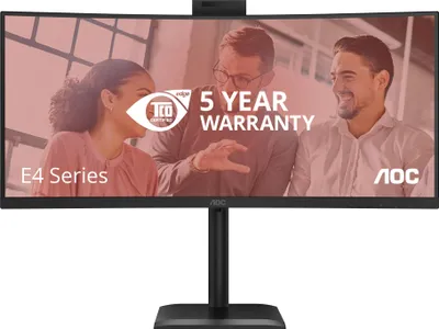 Produktbild von AOC CU34E4CW - LED-Monitor - gebogen - USB - 86.4 cm (34") - 3440 x 1440 UWQHD - VA - 350 cd/m² - 3500:1 - HDR10 - 4 ms - 2xHDMI, DisplayPort - Lautsprecher - Schwarz