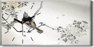 Produktbild von Küche Wohnzimmer Wand Leinwand Uhr 60x30 Malerei Asiatischer Zweig Tier Vogel - schwarze Hände