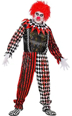 Produktbild von Halloween Kostüm "Killerclown" für Herren - Schwarz Rot | Blutiger Horror Anzug Variante: M