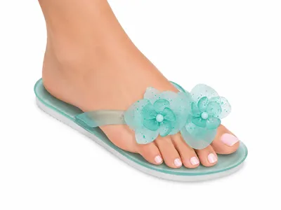 Produktbild von 17488 Zaxy Ice Damen Zehentrenner mit Blume Türkis Gr. 40 – Komfortable Flip-Flops mit floraler Dekoration. Der Schuh fällt eine Nummer kleiner aus.