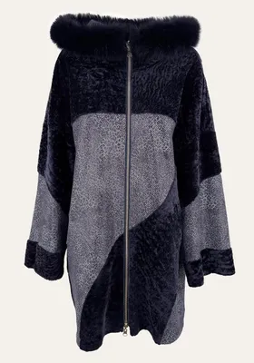 Produktbild von Edle Wendbare Lammfelljacke im Oversize-Look mit Kapuze - Größe: M