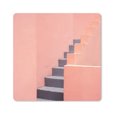 Produktbild von MuchoWow® Mauspad Mousepad Treppe - Architektur - Rosa - Pastell 20x20 cm - Mousepads - Maus Mat - Pad - Mausunterlage - Desk Mat - Bureauartikeln