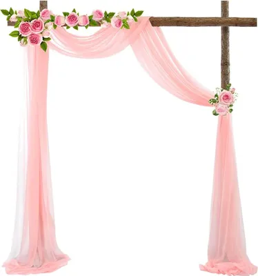 Produktbild von Tüll Fotovorhang Hintergrund Vorhäng,Hochzeitsbogen Deko Tüllstoff Hochzeit Bogenvorhäng Freihandbogen Querbehang Deko Gardinen Vorhang für Babyparty Party Hochzeit Torbogen Zeremonie,70*600cm