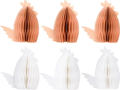 Produktbild von Osterdeko Wabenpapier Huhn Origami-Design Weiß Orange 7,5×4,5×8cm 6er Set Tischdeko, 6 Stück
