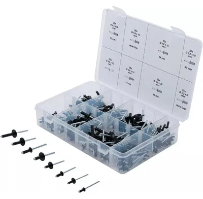 Image de Assortiment de Rivets Pop Aluminium 3,2-4,8 mm - 200 pcs - Fixation Rapide et Durable - D-Work