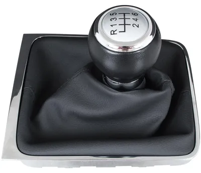 Imagen del producto de VW Passat B6 (2005-2010), pomo de cambio plateado + funda del cambio con marco cromado, 6 velocidades, aro de cambio ancho