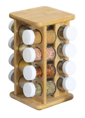 Produktbild von 5five Simply Smart Küchenregal für Gewürze mit 16 Behältern weiß braun 27,7x18x18cm