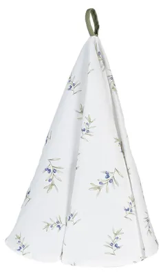 Produktbild von Clayre & Eef Geschirrtuch Ø 80 cm Weiß Baumwolle Oliven