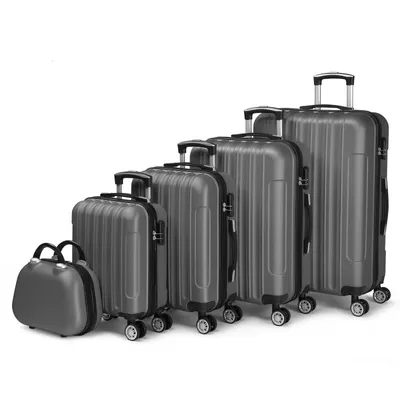 Immagine prodotto di FCH valigia rigida da viaggio set di valigie set di trolley 5 pezzi a righe verticali ABS, grigio scuro
