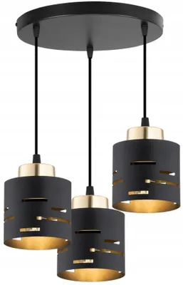 Produktbild von KAR-LIGHTING Runde Pendelleuchte 3-flammig Schwarz, Metall für Esszimmer, höhenverstellbar, E27-Fassung, Innenbeleuchtung