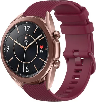 Produktbild von Strap-it Samsung Galaxy Watch 3 41mm Luxus-Silikonarmband (Dunkelrot)
