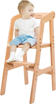 Produktbild von YOLEO Hochstuhl Hochstuhl Mitwachsender Holz Stuhl für kinder 3 - 12 Jahren