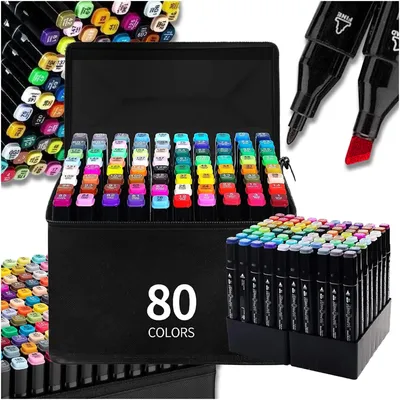 Produktbild von Alkohol Marker Marker Stifte Doppelseitig Satz Von 80Pcs + Tasche