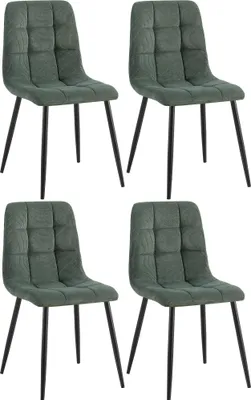 Produktbild von CLP 4er Set Esszimmerstuhl Tilde gepolstert mit Rückenlehne bis 150 kg belastbar grün Material Cord