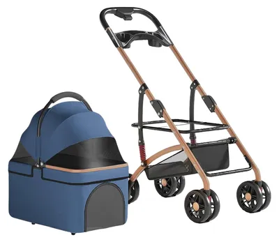 Imagen del producto de Carrito plegable para mascotas, color azul