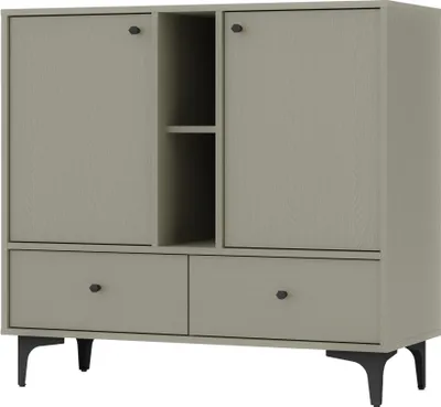 Produktbild von Kommode TOKYO 100 cm zweitürige Kommode mit zwei Schubladen und Einlegeböden, Sideboard für Wohnzimmer & Schlafzimmer, (Farbe: Eukalyptus)