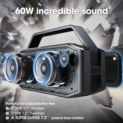 Obrázok produktu pre Reproduktory – Bluetooth reproduktory – Prenosné – Bezdrôtové – Vodotesné – s subwooferom – s hlbokými basmi