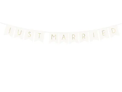 Immagine prodotto di Stendardo ghirlanda matrimonio, motivi:Just Married / bianco - oro