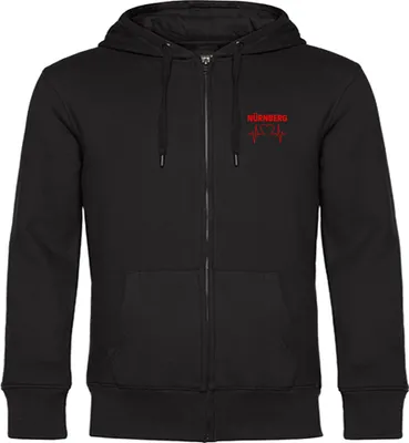 Produktbild von multifanshop Kapuzen Sweatshirt Jacke - Nürnberg - Herzschlag, schwarz, Größe S
