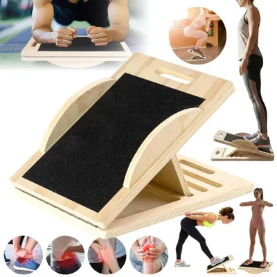 Image de Planche d'étirement des mollets - Planche d'équilibre en bois - Entraînement de l'équilibre et de la stabilité - Entraînement du pied - Renforcement du tronc - Unisexe