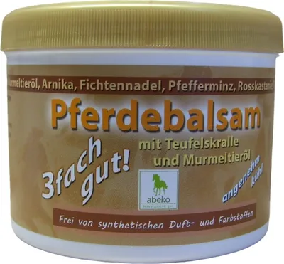 Produktbild von Pferdebalsam mit Teufelskralle und Murmeltieröl 500 ml von abeko