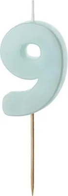 Obrázok produktu pre Narodeninová sviečka číslo 9, svetlomodrá, 5,5 cm (1 balenie / 24 ks)