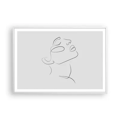 Produktbild von Gerahmtes Poster - Weißer Rahmen - Stück Linear Gesicht - 100x70 cm - Wand Bild - Wanddeko - Wandbilder - Kunstposter - Wandposter - Bilderrahmen - Bilder - Kunstdruck - P2WAA100x70-4823