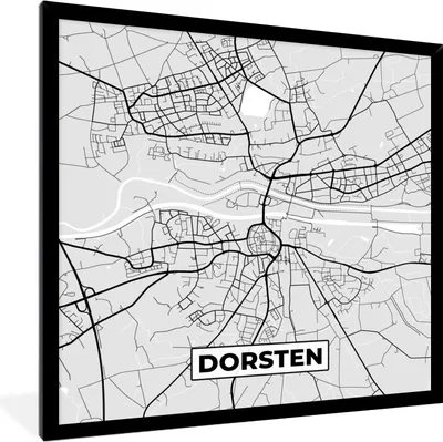 Produktbild von MuchoWow® Gerahmtes Poster Karte - Stadtplan - Deutschland - Dorsten 40x40 cm - Poster mit Schwarzem Bilderrahmen Wandposter Rahmen Foto Bilder - Mit Rahmen - Wanddekoration Schlafzimmer