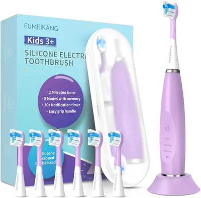 Produktbild von Elektrische Zahnbürste ab 3-12 jahre Kinderzahnbürsten Elektrisch Smart Timer 6 Weich Bürstenköpfes Wasserdicht Schallzahnbürste für Mädchen Jungen
