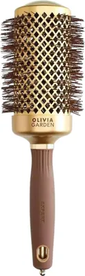 Immagine prodotto di Olivia Garden | Spazzola rotonda Expert Blowout Shine - 55 mm - Oro e marrone - Antistatica - Lucentezza e Styling