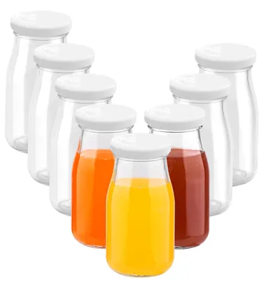 Produktbild von Glas-Schnapsflaschen mit Deckel - Wiederverwendbar und aus klarem Glas - Für hausgemachte Getränke und Picknicks - 150 ml