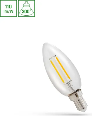 Produktbild von Spectrum LED E14 C35 Filament klar 1W Kerzenform 300° 110lm 230V Warmweiß 3000K