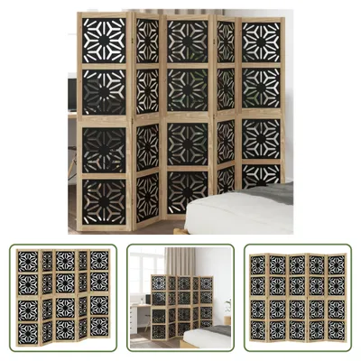 Immagine prodotto di The Living Store Divisorio 5 pezzi marrone e nero in legno massiccio di paulownia