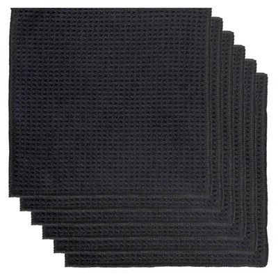 Produktbild von 6 Stück Mikrofaser-Küchentücher, schwarz, 20x20 cm, saugfähige Reinigungstücher